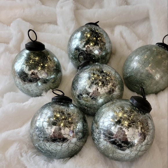 Pottery Barn Holiday Pottery Barn Mercury Glass Ornaments Aqua